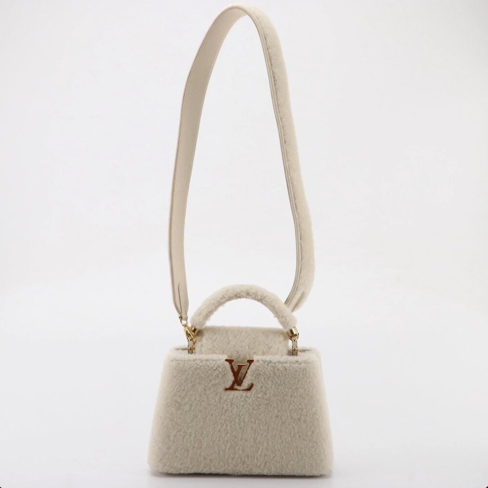 Louis Vuitton White Shearling BB Capucines Bag - Picture 2 of 14